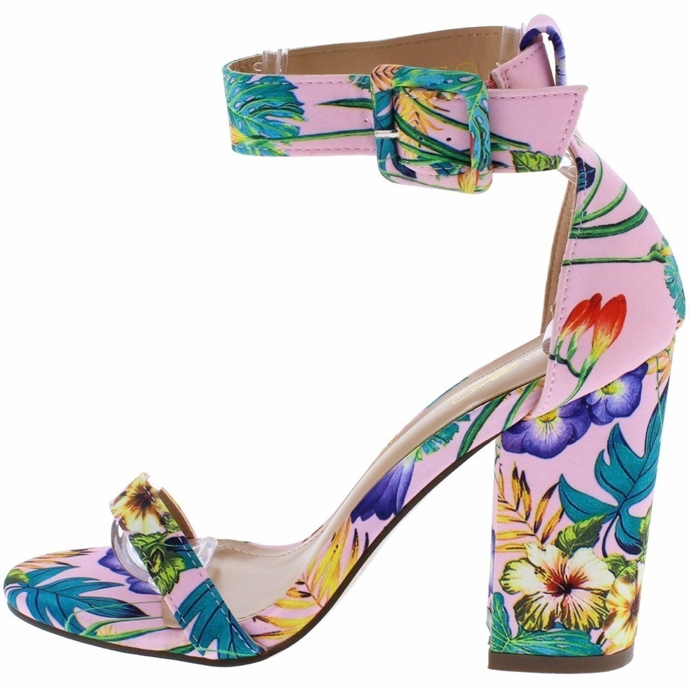 Floral ankle strap floral palm print sandals sz 6 last pair!